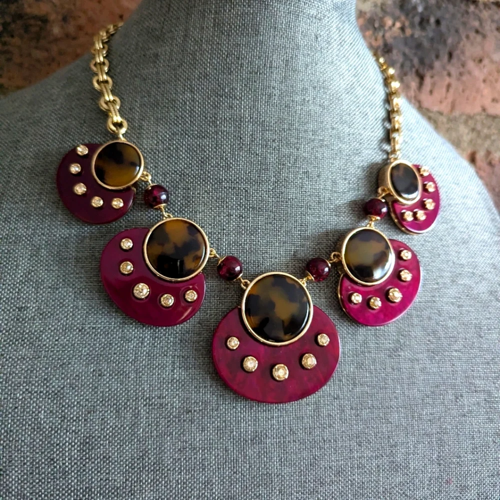 Chico's Shiraz-Hued Faux Tortoiseshell Bib Necklace